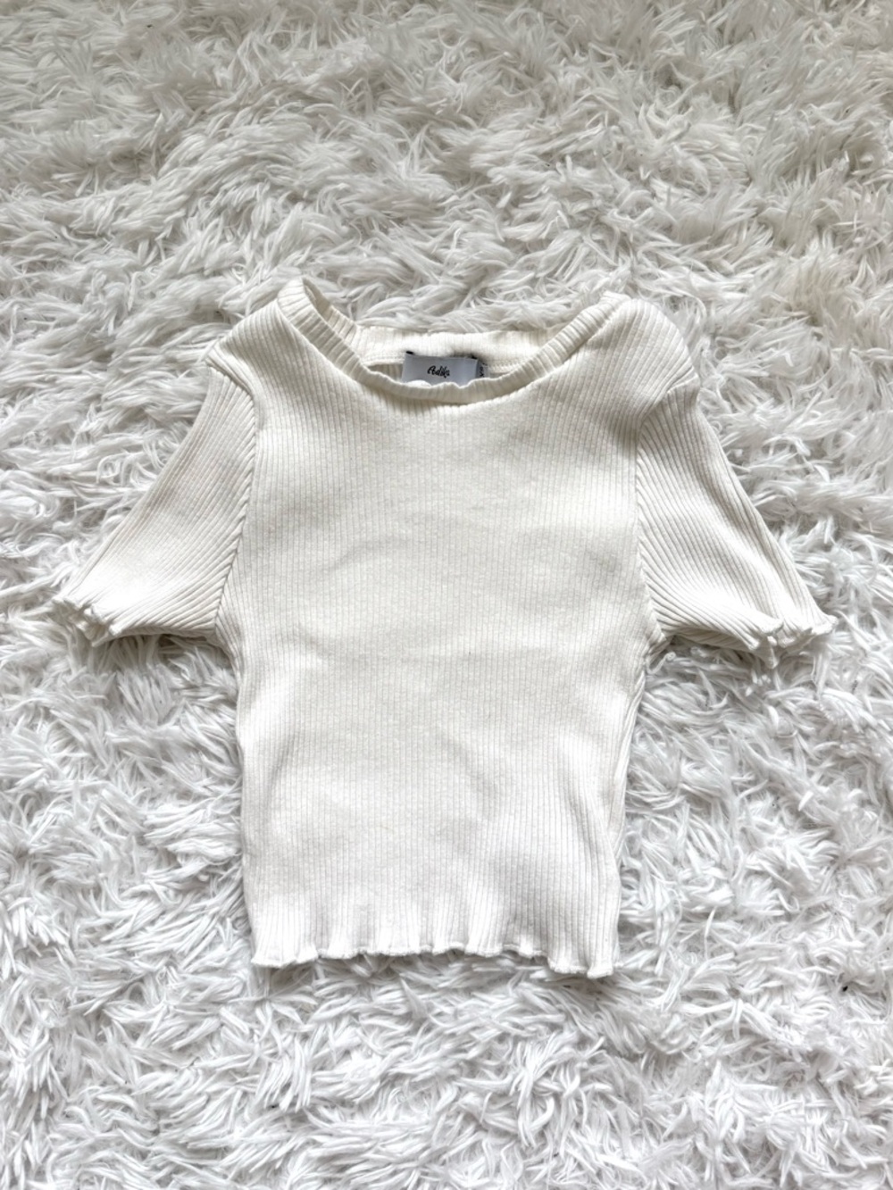Adika White Ribbed Short Sleeve Crop Top